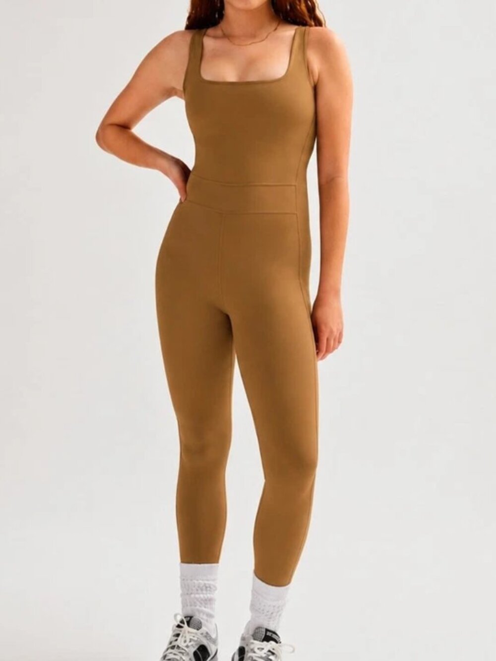 NWT Girlfriend Collective Taupe Luxe Paneled Unitard Size XXS